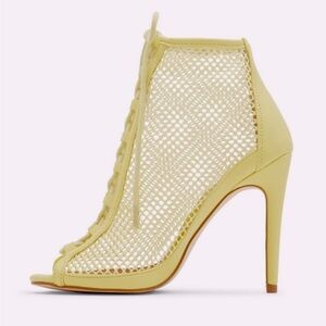 Call It Spring Tan Mesh Peep Toe Stiletto Lace Up Ankle Booties Size 7.5